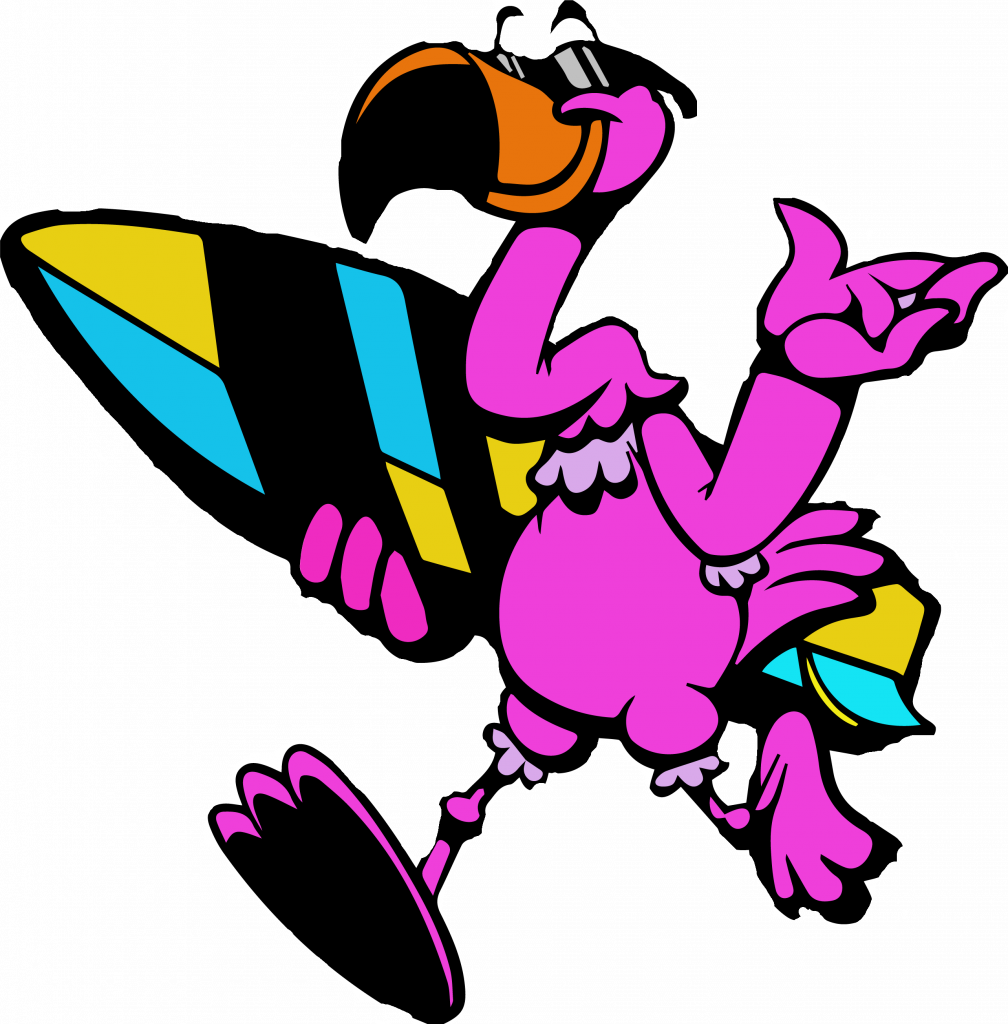 cartoon flamingo logo